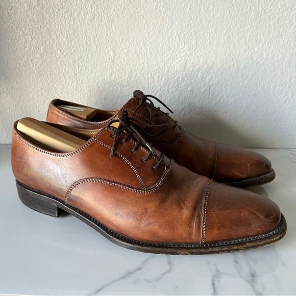 CANALI Mens Leather Cap Toe Oxfords Size 43.5 IT 10.5 US